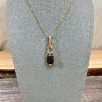 Moldavite and Herkimer Diamond Quartz Pendant