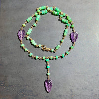 Amethyst and Chrysoprase Y Necklace