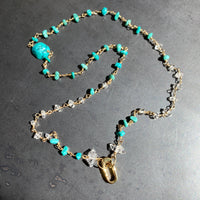 Turquoise and Herkimer Diamond Quartz Necklace