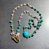 Turquoise and Herkimer Diamond Quartz Necklace