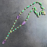 Amethyst and Chrysoprase Y Necklace