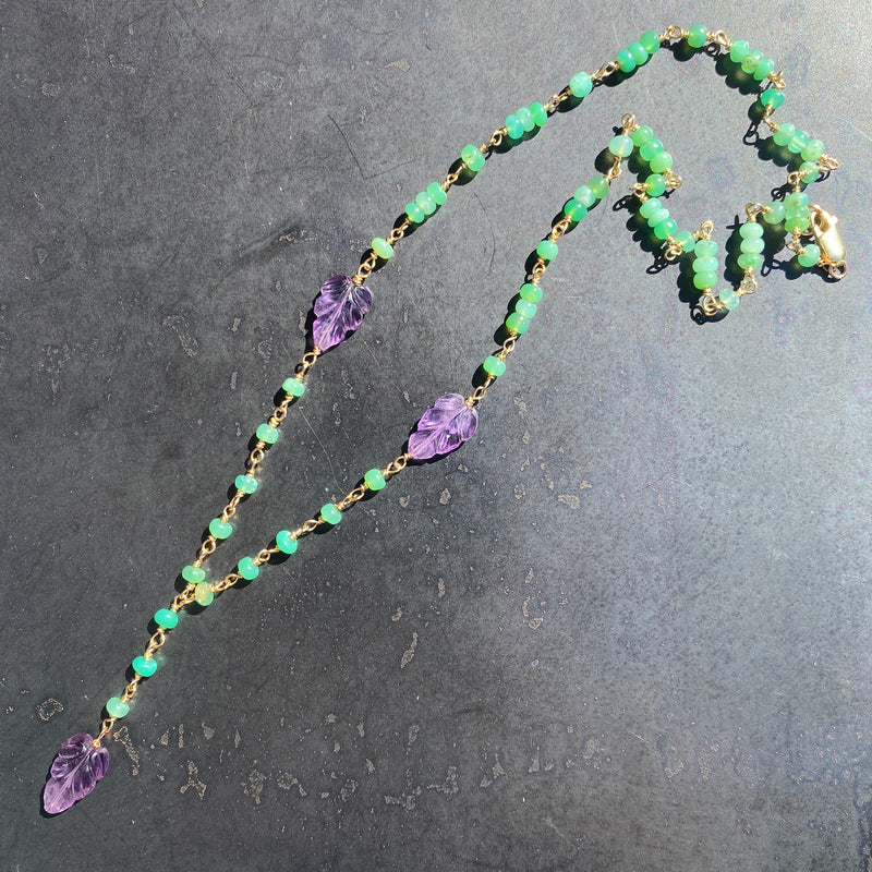 Amethyst and Chrysoprase Y Necklace