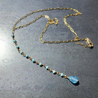Aquamarine and Larimar Y Necklace
