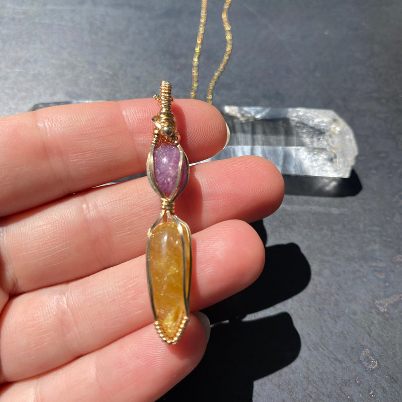 Ruby and Rutilated Quartz Pendant