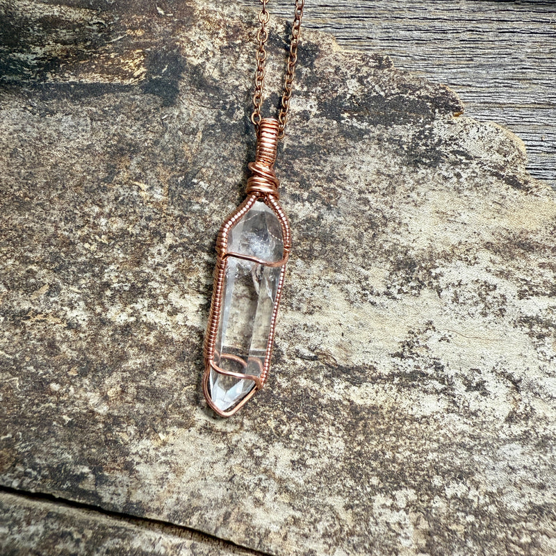 Lemurian Double Terminated Quartz Crystal Pendant