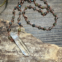 Lemurian Quartz with Labradorite and Smoky Quartz Necklace