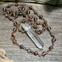 Lemurian Quartz with Labradorite and Smoky Quartz Necklace