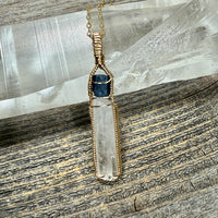 Sapphire Record Keeper and Scolecite Crystal Pendant