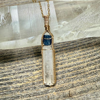 Sapphire Record Keeper and Scolecite Crystal Pendant