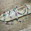 Blue Apatite, Amethyst, Herkimer Diamond and Pink Tourmaline Gemstone Necklace