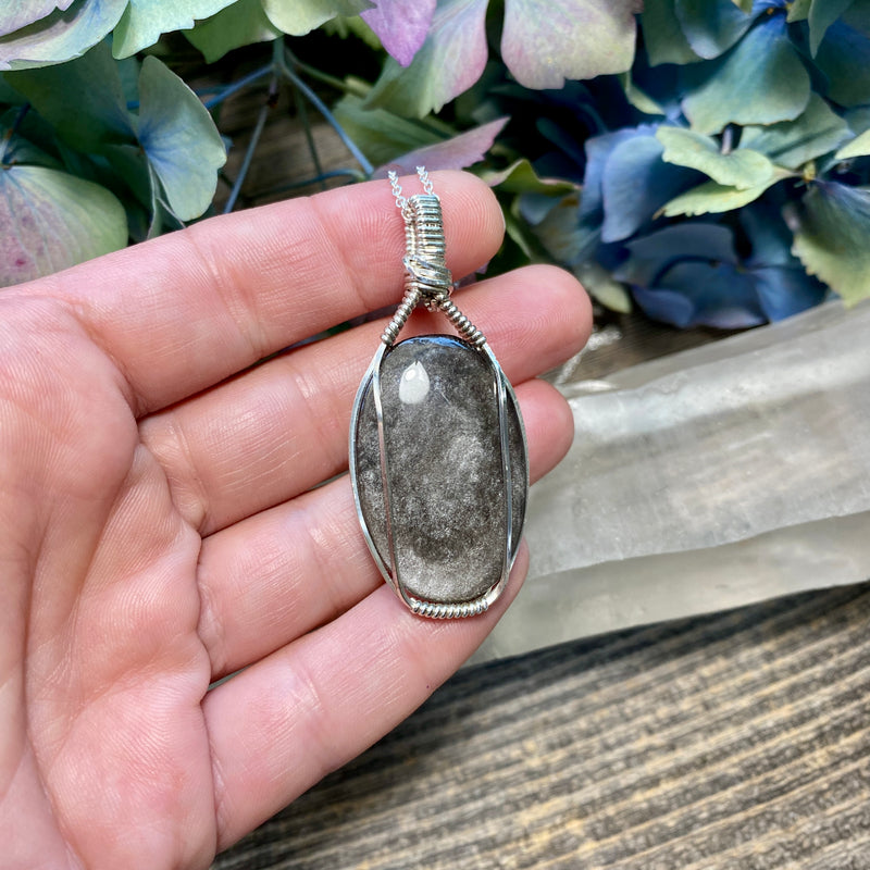 Silver Sheen Obsidian Pendant