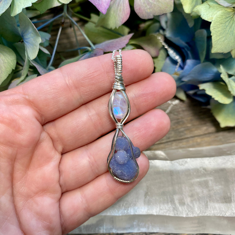 Moonstone and Grape Chalcedony Pendant