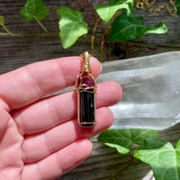 Garnet and Black Tourmaline Crystal Pendant