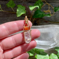 Sunstone and Danburite Crystal Pendant