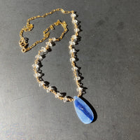 Blue Kyanite and Herkimer Diamond Necklace