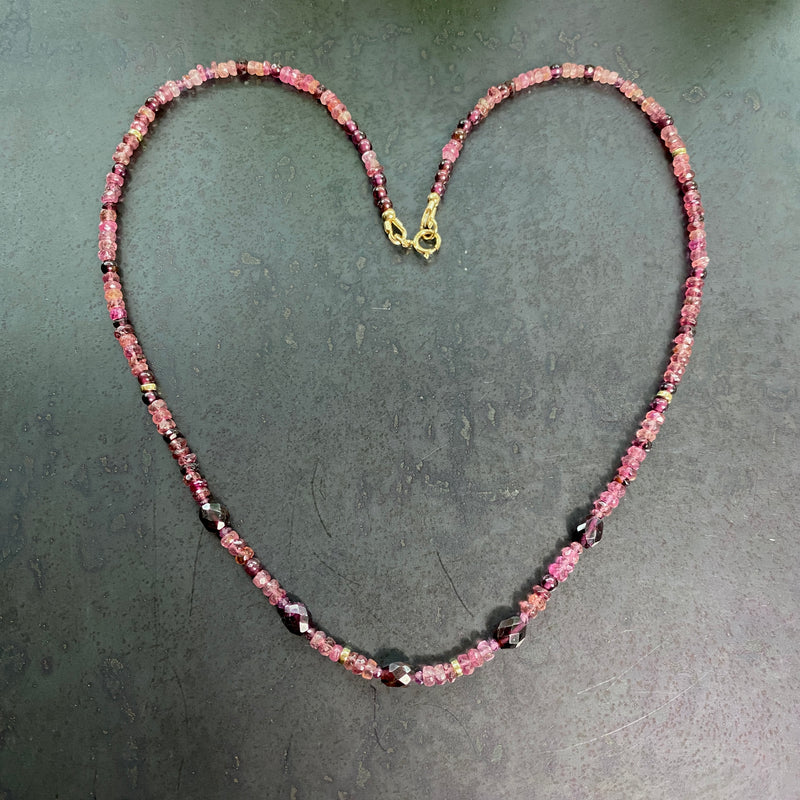 Garnet and Pink Tourmaline Gemstone Necklace