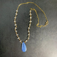 Blue Kyanite and Herkimer Diamond Necklace