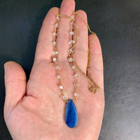 Blue Kyanite and Herkimer Diamond Necklace