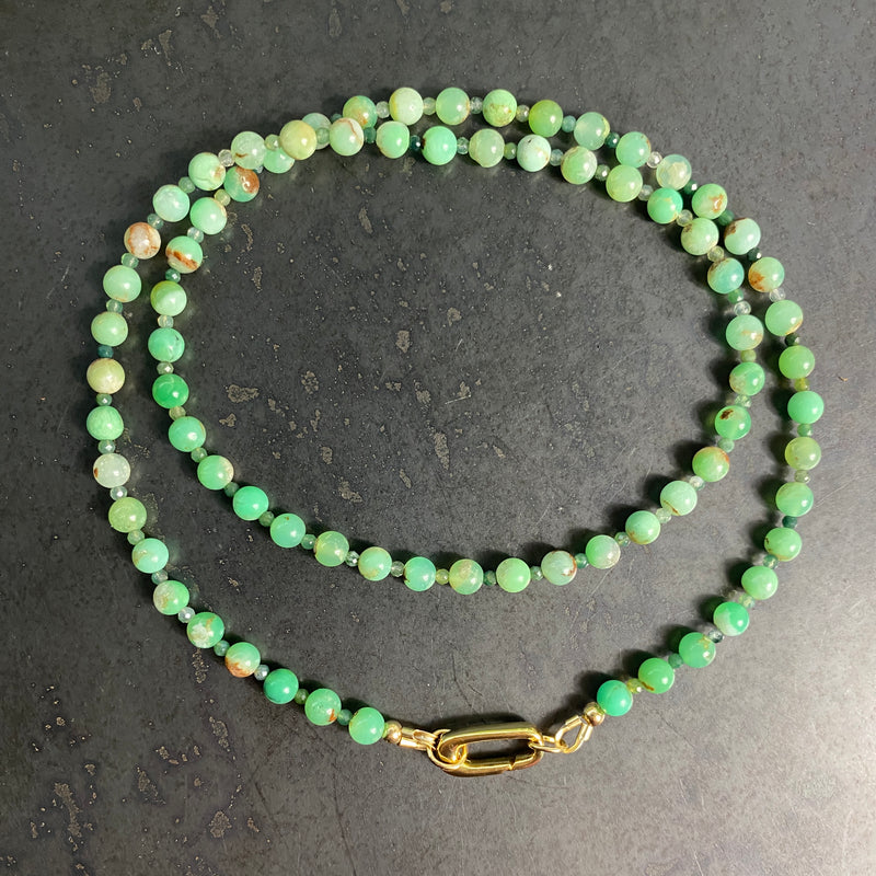 Chrysoprase and Moss Agate Necklace