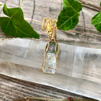 Watermelon Tourmaline and Aquamarine Crystal Pendant