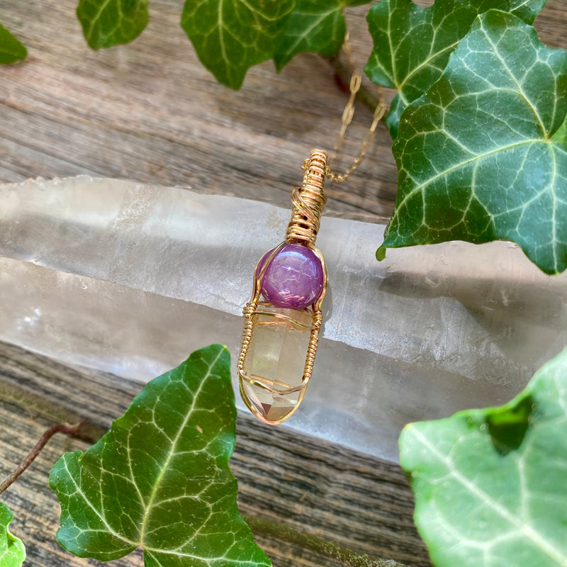 Ruby and Citrine Crystal Pendant