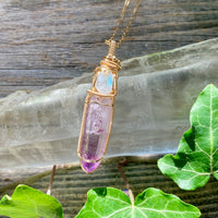 Moonstone and Amethyst Crystal Pendant