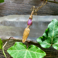 Ruby and Rutilated Quartz Pendant