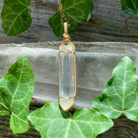 Mango Lemurian Quartz Crystal Pendant