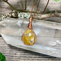 Rutilated Quartz Copper Pendant