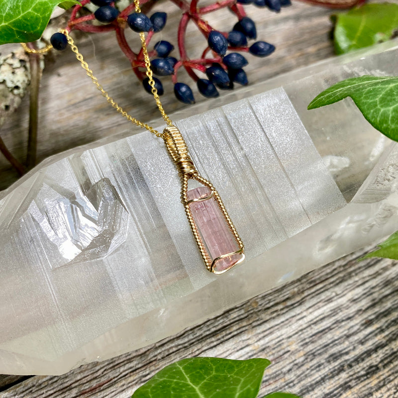 Pink Tourmaline Crystal Pendant