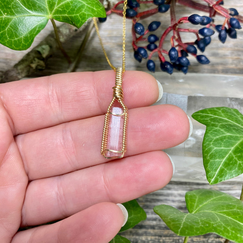 Pink Tourmaline Crystal Pendant