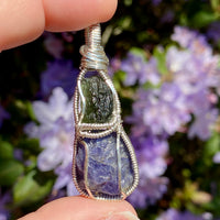 Moldavite and Tanzanite Pendant