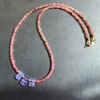 Pink Tourmaline and Tanzanite Gemstone Necklace