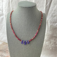 Pink Tourmaline and Tanzanite Gemstone Necklace